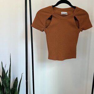 URBAN OUTFITTERS Orange Baby Tee with Cut Outs